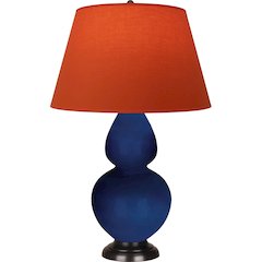 Cobalt Double Gourd Table Lamp in Cobalt Glazed Ceramic Color