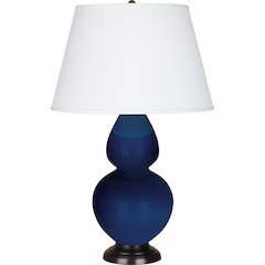 Cobalt Double Gourd Table Lamp in Cobalt Glazed Ceramic Color