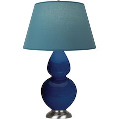 Cobalt Double Gourd Table Lamp in Cobalt Glazed Ceramic Color