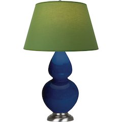 Cobalt Double Gourd Table Lamp in Cobalt Glazed Ceramic Color