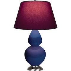 Cobalt Double Gourd Table Lamp in Cobalt Glazed Ceramic Color