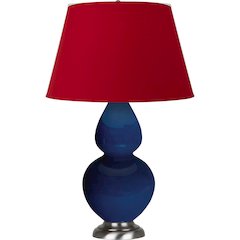 Cobalt Double Gourd Table Lamp in Cobalt Glazed Ceramic Color