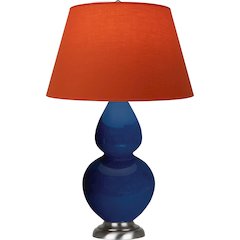 Cobalt Double Gourd Table Lamp in Cobalt Glazed Ceramic Color