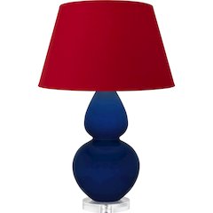Cobalt Double Gourd Table Lamp in Cobalt Glazed Ceramic Color