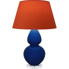 Cobalt Double Gourd Table Lamp in Cobalt Glazed Ceramic Color