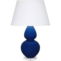 Cobalt Double Gourd Table Lamp in Cobalt Glazed Ceramic Color