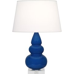 Cobalt Small Triple Gourd Accent Lamp in Cobalt Glazed Ceramic Color