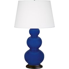 Cobalt Triple Gourd Table Lamp in Cobalt Glazed Ceramic Color