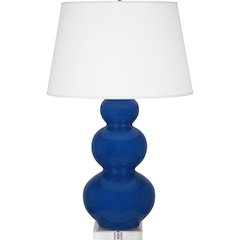 Cobalt Triple Gourd Table Lamp in Cobalt Glazed Ceramic Color