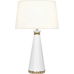 Pearl Table Lamp in Lily Lacquered Paint And Modern Brass Accents Color