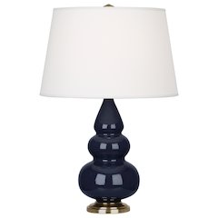 Midnight Small Triple Gourd Accent Lamp in Midnight Blue Glazed Ceramic Color