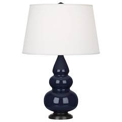 Midnight Small Triple Gourd Accent Lamp in Midnight Blue Glazed Ceramic Color