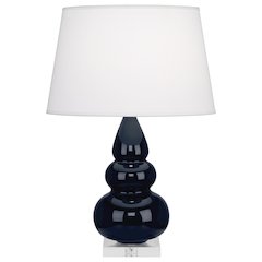 Midnight Small Triple Gourd Accent Lamp in Midnight Blue Glazed Ceramic Color