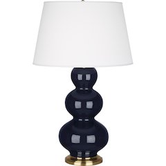 Midnight Triple Gourd Table Lamp in Midnight Blue Glazed Ceramic Color