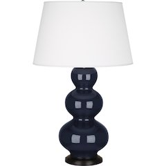 Midnight Triple Gourd Table Lamp in Midnight Blue Glazed Ceramic Color