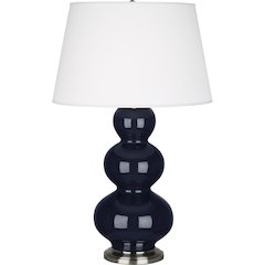 Midnight Triple Gourd Table Lamp in Midnight Blue Glazed Ceramic Color