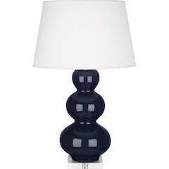 Midnight Triple Gourd Table Lamp in Midnight Blue Glazed Ceramic Color