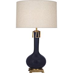 Midnight Athena Table Lamp in Midnight Blue Glazed Ceramic Color