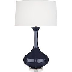 Midnight Pike Table Lamp in Midnight Blue Glazed Ceramic Lucite Base Color