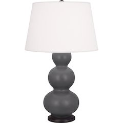 Matte Ash Triple Gourd Table Lamp in Matte Ash Glazed Ceramic Color