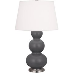Matte Ash Triple Gourd Table Lamp in Matte Ash Glazed Ceramic Color