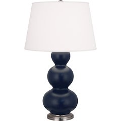 Matte Midnight Blue Triple Gourd Table Lamp