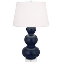 Matte Midnight Blue Triple Gourd Table Lamp