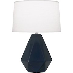 Matte Midnight Blue Delta Table Lamp in Matte Midnight Blue Glazed Ceramic Color