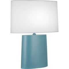 Matte Steel Blue Victor Table Lamp in Matte Steel Blue Glazed Ceramic Color