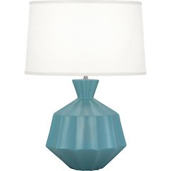 Matte Steel Blue Orion Table Lamp in Matte Steel Blue Glazed Ceramic Color