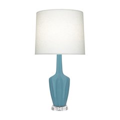 Matte Steel Blue Emma Accent Lamp in Matte Steel Blue Glazed Ceramic Color
