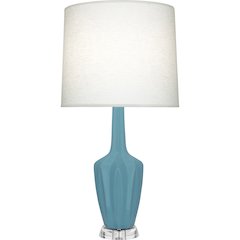 Matte Steel Blue Emma Table Lamp in Matte Steel Blue Glazed Ceramic Color
