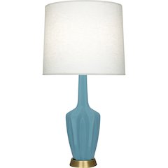 Matte Steel Blue Emma Table Lamp in Matte Steel Blue Glazed Ceramic Color