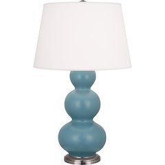Matte Steel Blue Triple Gourd Table Lamp