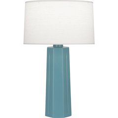 Matte Steel Blue Mason Table Lamp in Matte Steel Blue Glazed Ceramic Color
