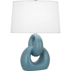 Matte Steel Blue Fusion Table Lamp in Matte Steel Blue Glazed Ceramic Color