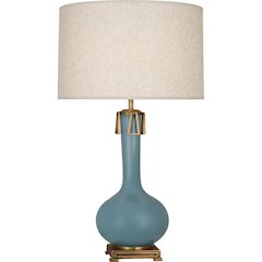 Matte Steel Blue Athena Table Lamp in Matte Steel Blue Glazed Ceramic Color