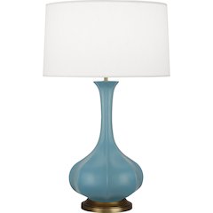 Matte Steel Blue Pike Table Lamp in Matte Steel Blue Glazed Ceramic Color