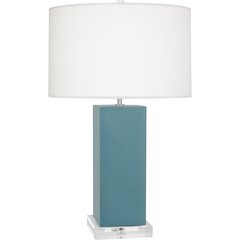 Matte Steel Blue Harvey Table Lamp in Matte Steel Blue Glazed Ceramic Color