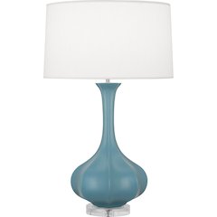Matte Steel Blue Pike Table Lamp in Matte Steel Blue Glazed Ceramic Color