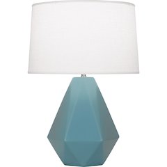 Matte Steel Blue Delta Table Lamp in Matte Steel Blue Glazed Ceramic Color