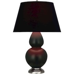 Matte Obsidian Double Gourd Table Lamp in Matte Obsidian Glazed Ceramic Color