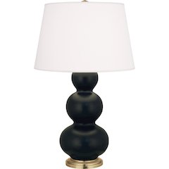 Matte Obsidian Triple Gourd Table Lamp in Matte Obsidian Glazed Ceramic Color