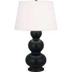 Matte Obsidian Triple Gourd Table Lamp in Matte Obsidian Glazed Ceramic Color