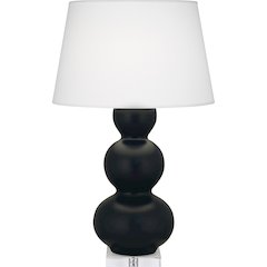 Matte Obsidian Triple Gourd Table Lamp in Matte Obsidian Glazed Ceramic Color