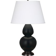 Matte Obsidian Double Gourd Table Lamp in Matte Obsidian Glazed Ceramic Color