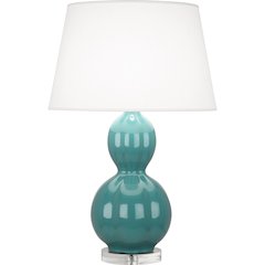 Mayo Teal Williamsburg Randolph Table Lamp in Blue Green Glazed Ceramic Color