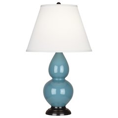 Steel Blue Small Double Gourd Accent Lamp in Steel Blue Glazed Ceramic Color
