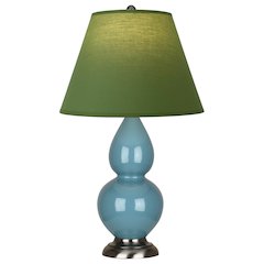 Steel Blue Small Double Gourd Accent Lamp in Steel Blue Glazed Ceramic Color