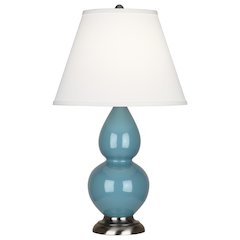 Steel Blue Small Double Gourd Accent Lamp in Steel Blue Glazed Ceramic Color